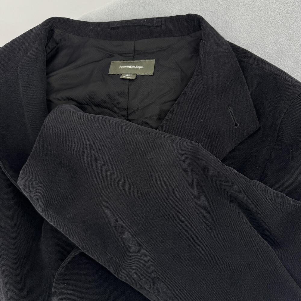 Ermenegildo Zegna Mens Blazer M 50 Black Corduroy Sport Coat Made Italy